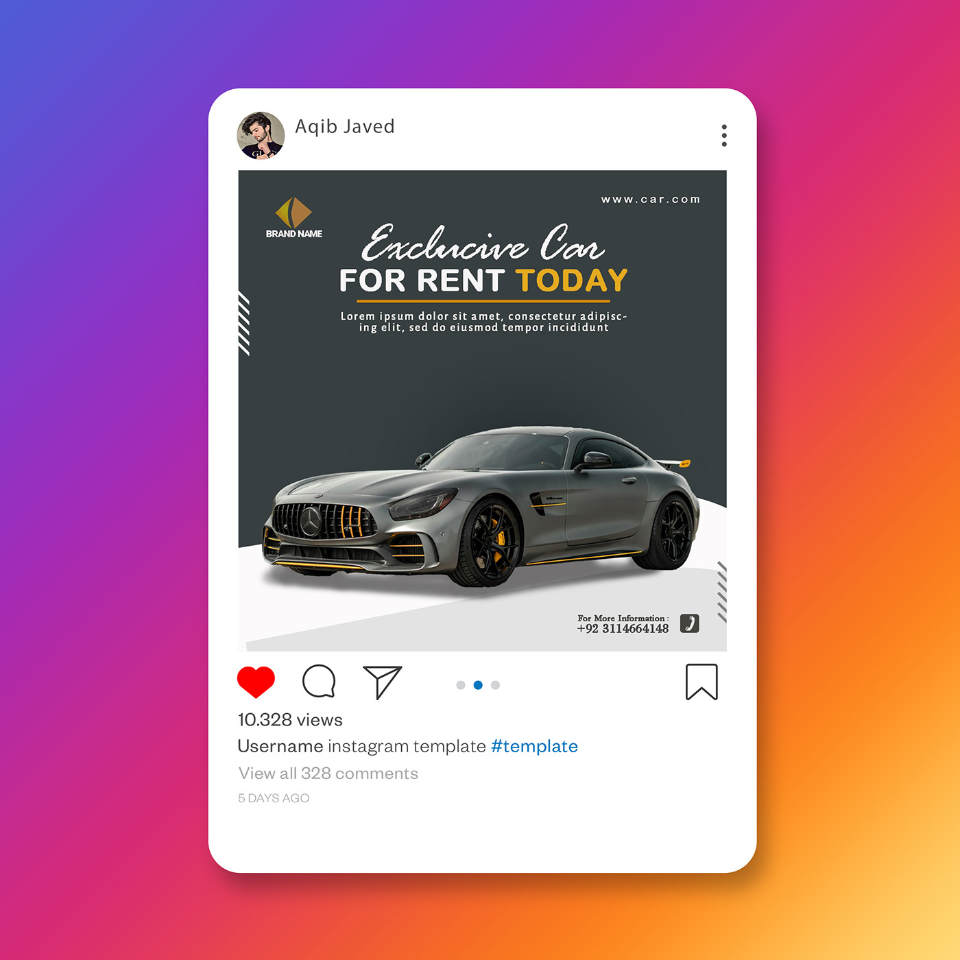 Rent Car Social Media Instagram Post Design
