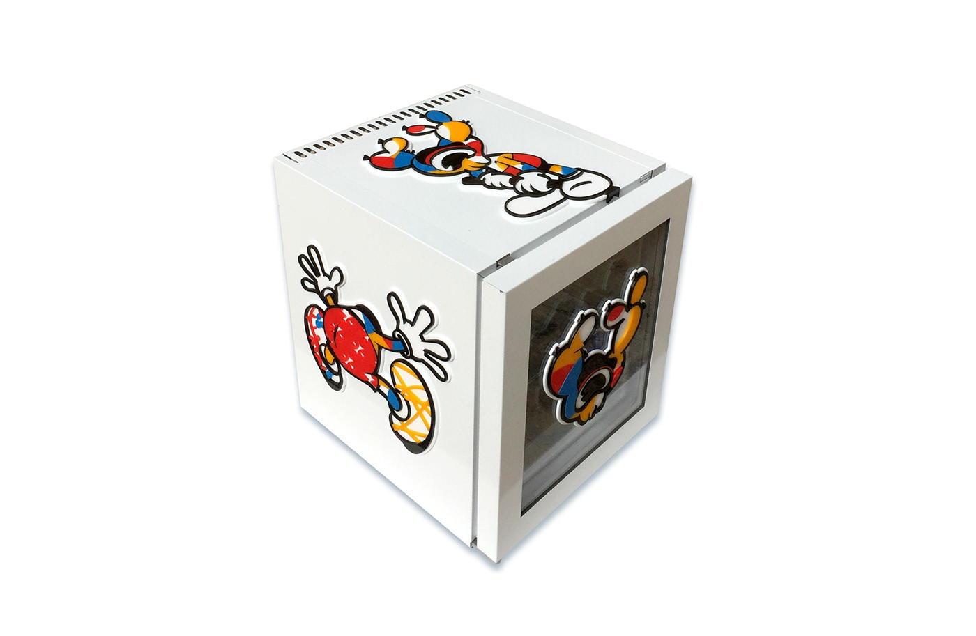Top view of Zack Ritchie's canvas cooler entry showing vibrant 2d relief artwork on each side.