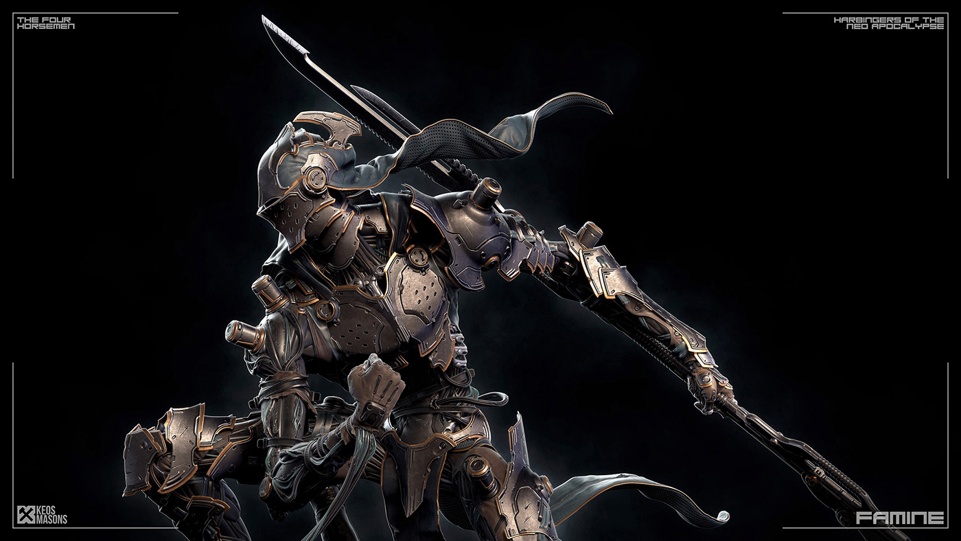 android collectibles four harbingers horsemen knight mech sculpture statue warrior