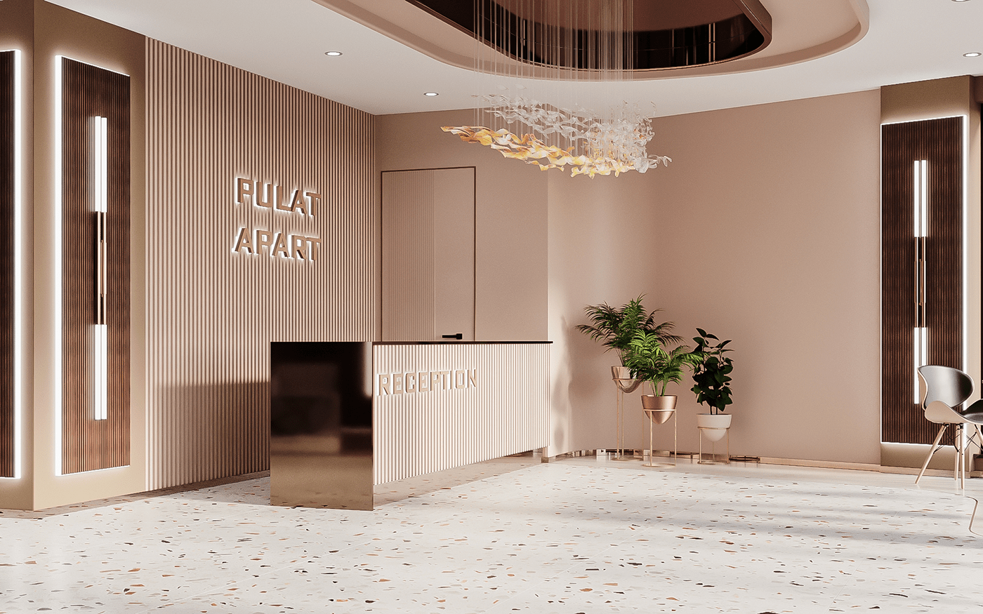 interior design  architecture visualization reception design modern hotel Render 3ds max corona CGI