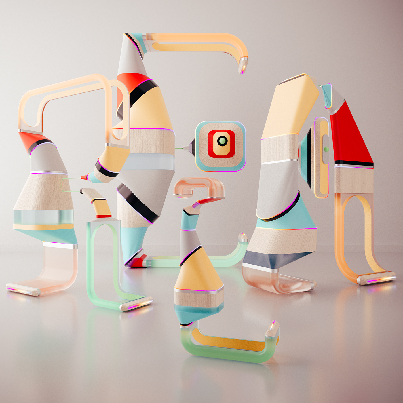 3DType modernletter crystal pantone sculptures 3Dletter colorful neon