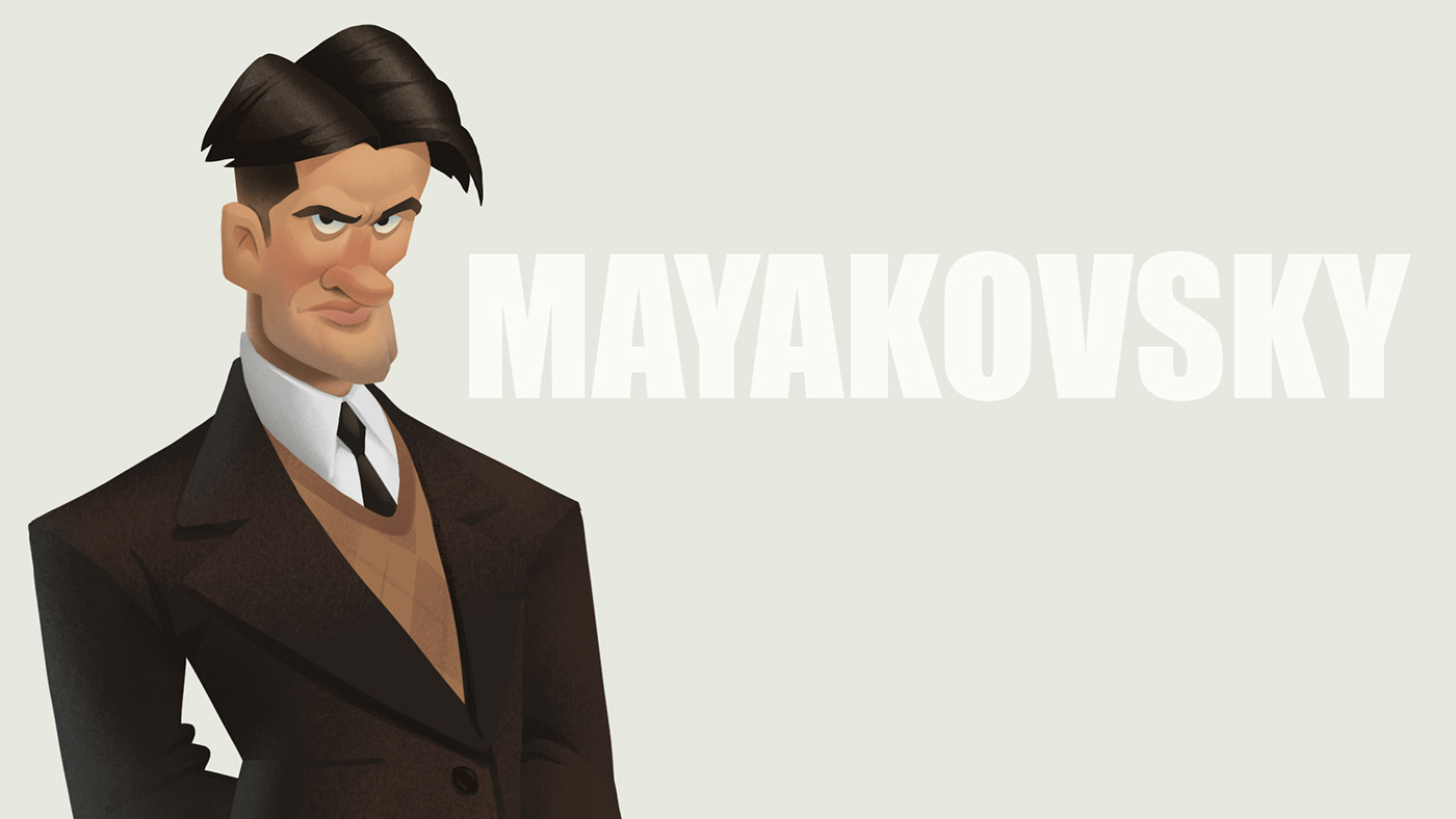 Esenin Mayakovsky tolstoy Chekhov Gogol caricature   Character design  digital portrait ILLUSTRATION  russian classics