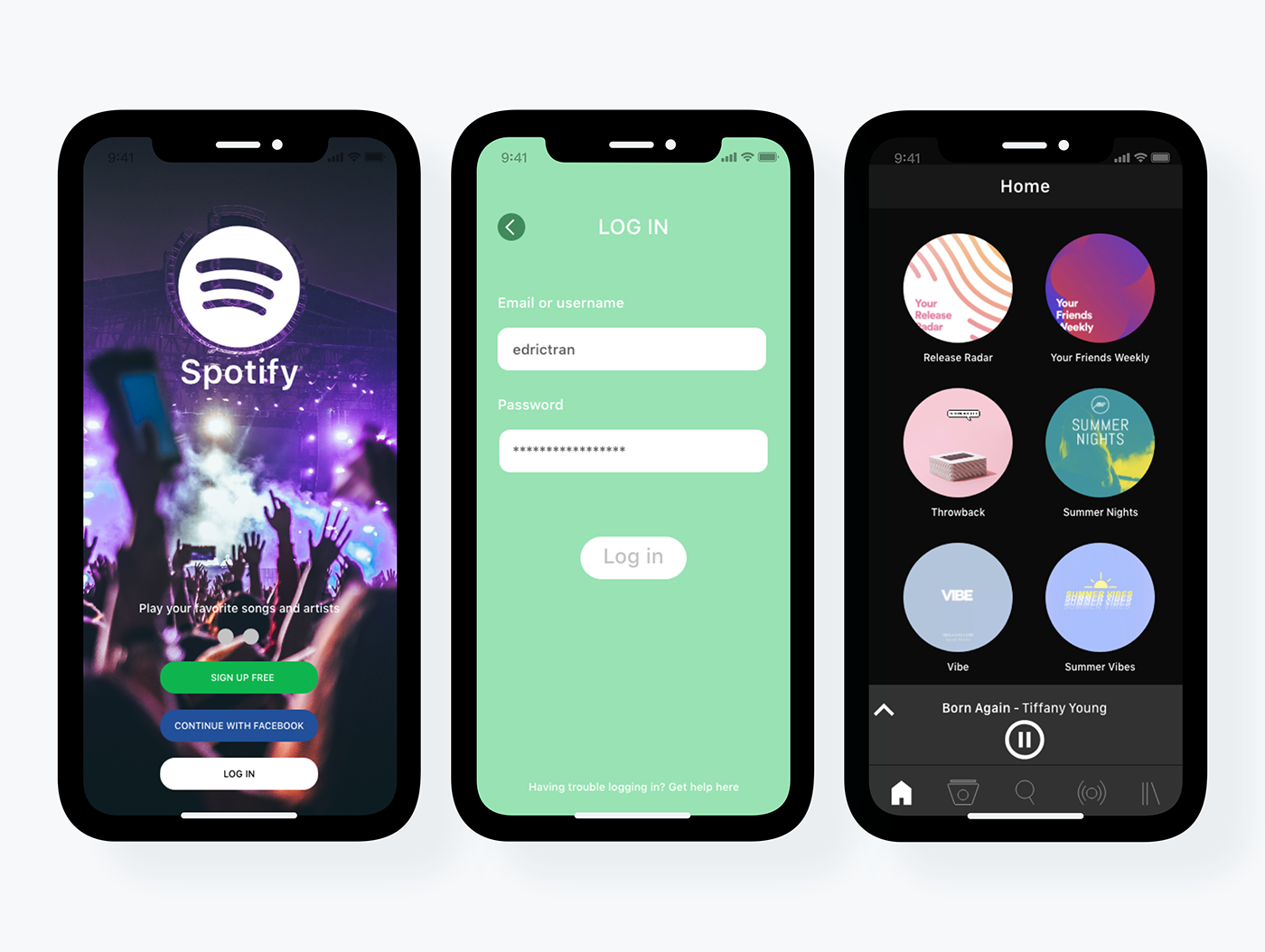 userexperiencedesign ux/ui ux interaction design iphone app spotify music sketchapp