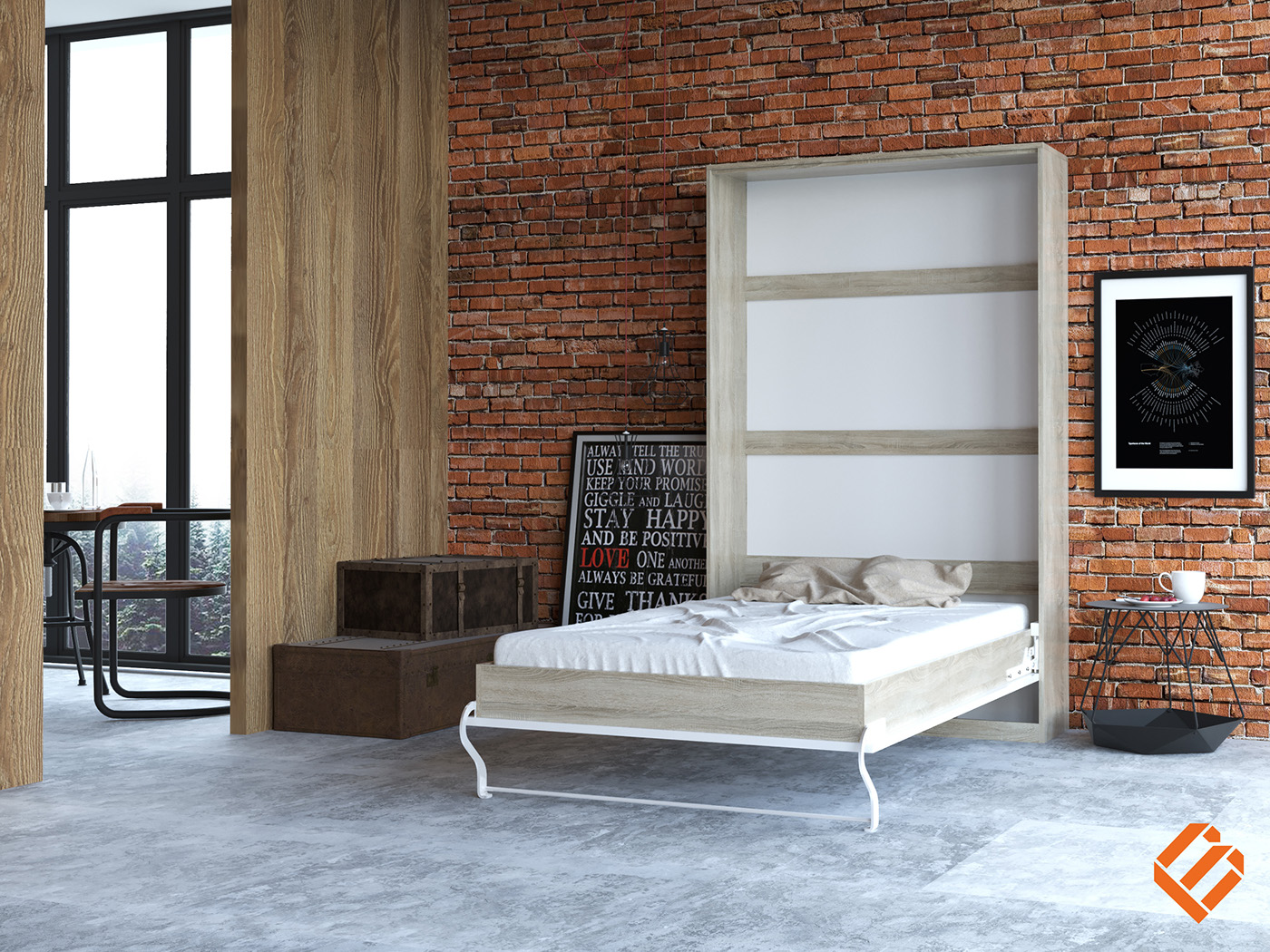furniture design Interior bed moebel murphybed