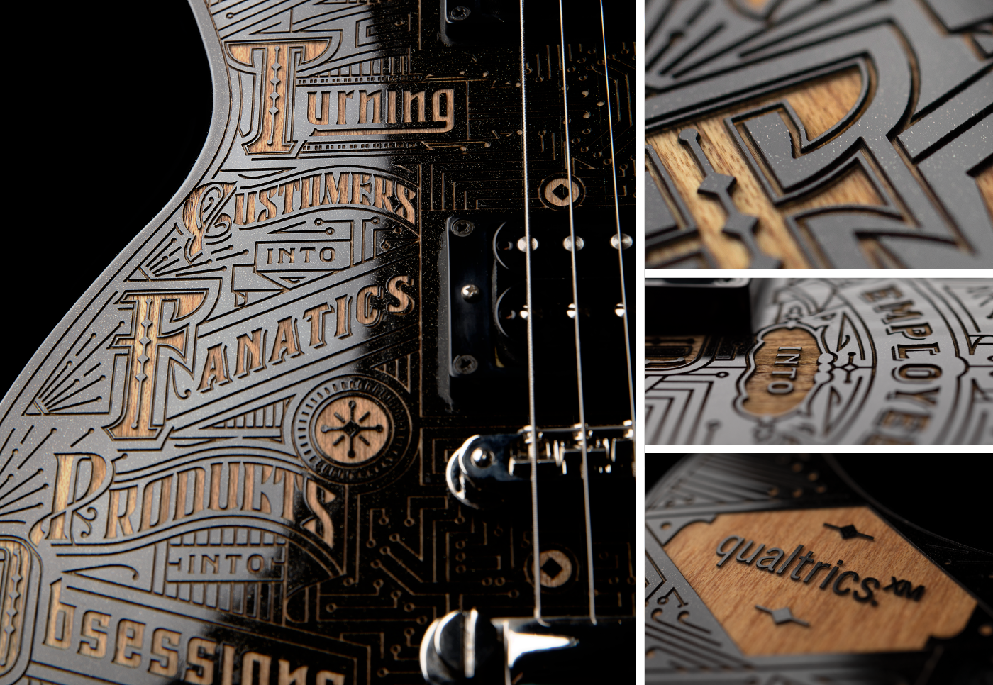 guitar typography   ILLUSTRATION  award graphic design  etching qualtrics instrument