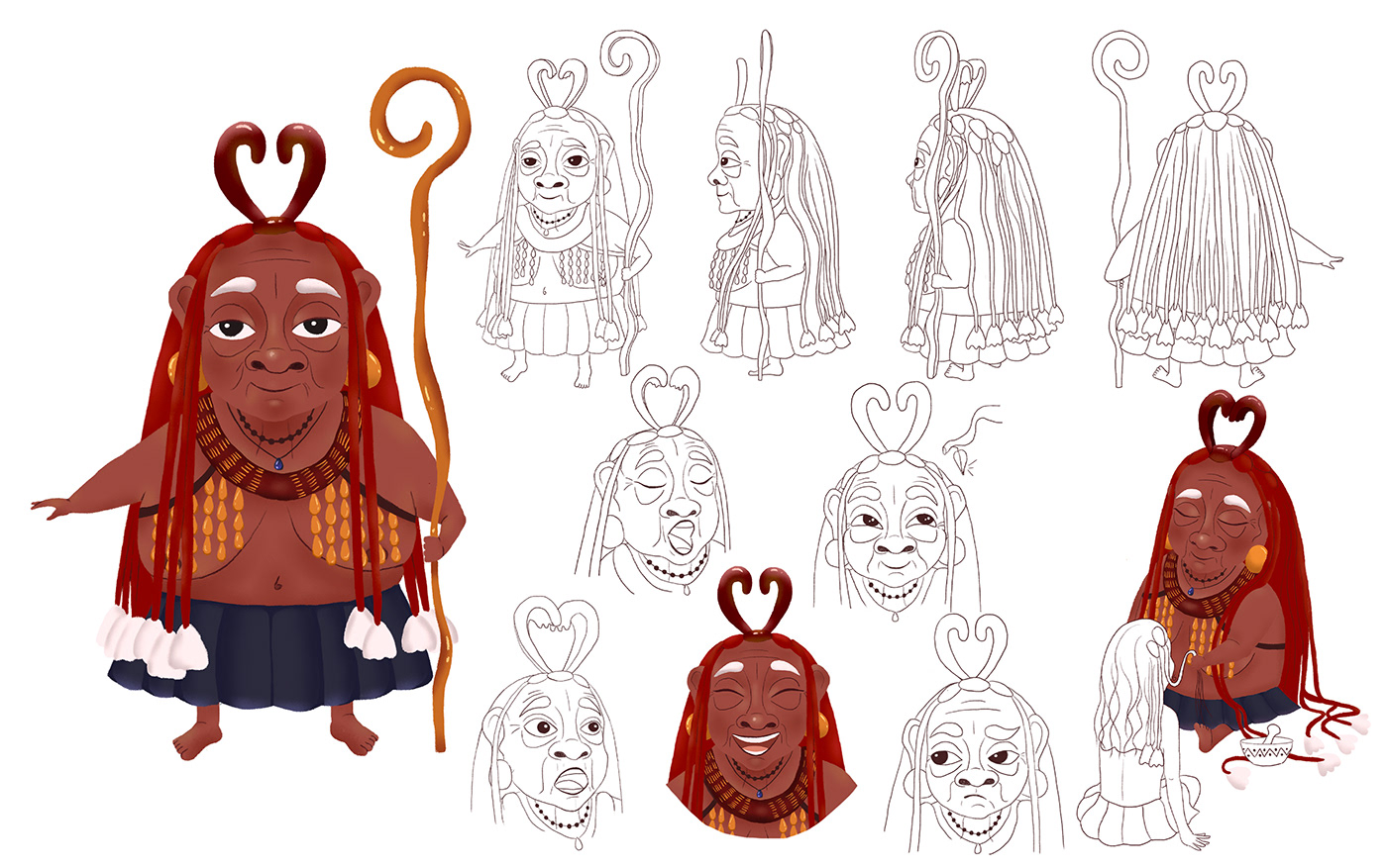 cartoon Character Character design  Digital Art  grandma himba oldwoman tribal tribe wisdom