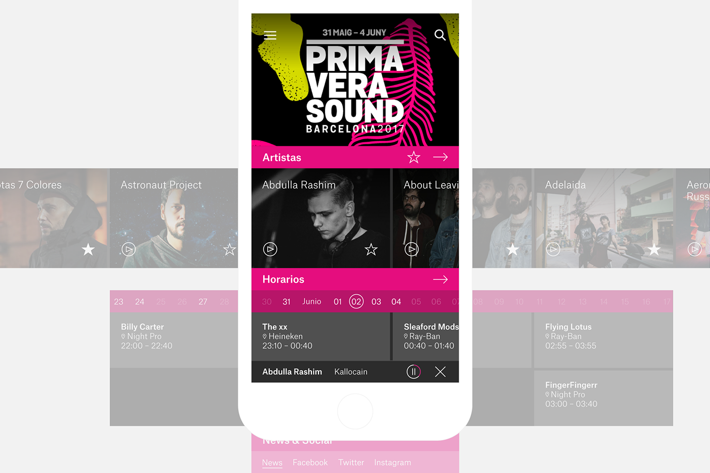 app primaverasound Interface modular minimal music icons UserExperience UIX iu