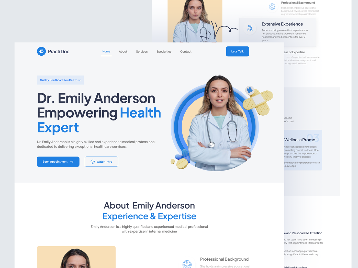 doctor healthcare typography   graphic design  Health medical ui design UX design landing page Web Design 