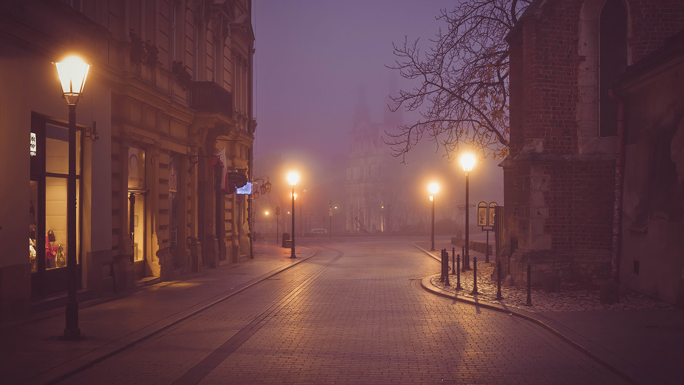 center city grodzka krakow Lamp lamps light MORNING poland Street