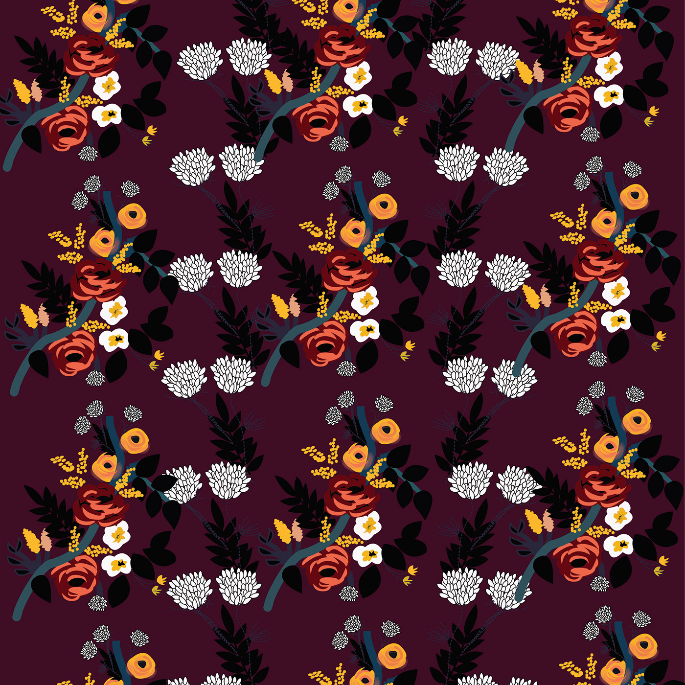 adobe illustrator arrangements artwork Digital Art  floral Graphic Designer motifs pattern print vector