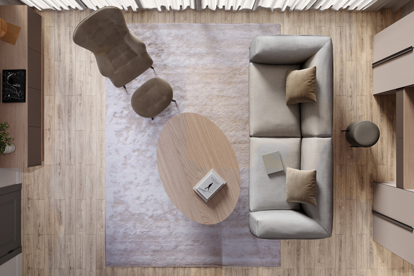 apartment design interior design  visualization Render 3ds max living room kitchen Interior
