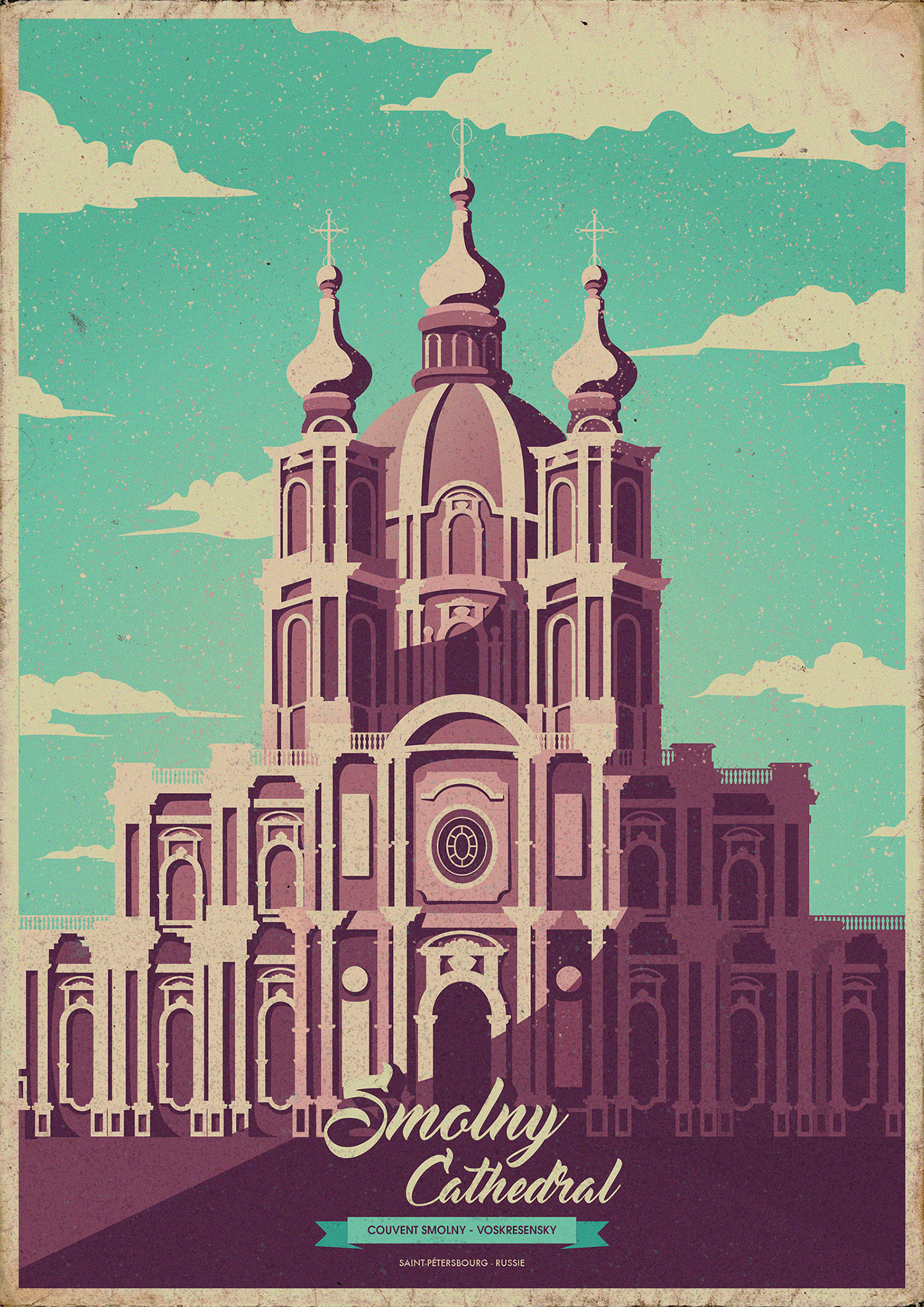 Smolny cathedral ranganath krishnamani ILLUSTRATION  monument Russia Drawing  poster
