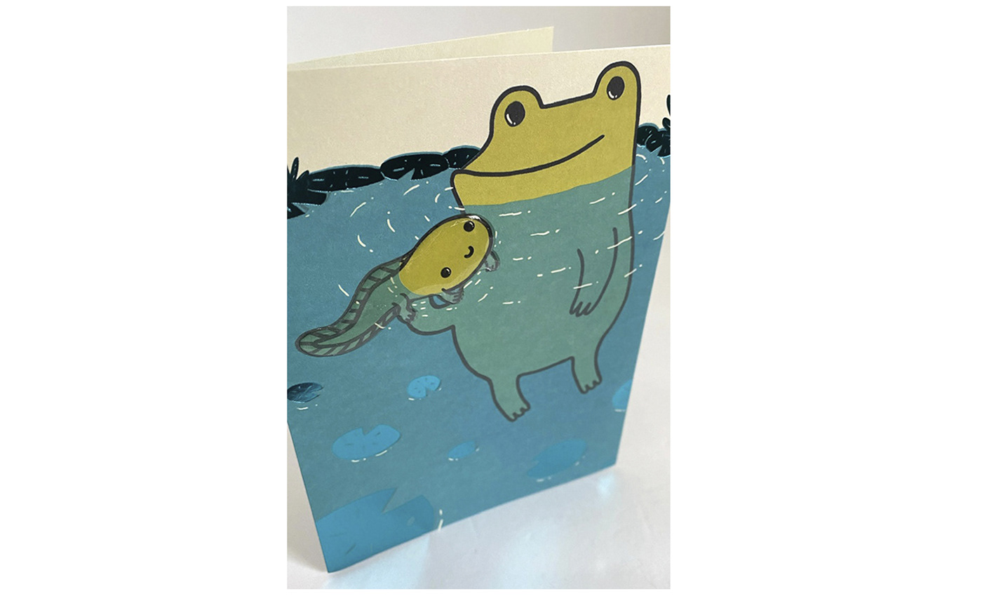 comic dad father Father's Day frog greeting card ILLUSTRATION  Illustrator Tadpole toad