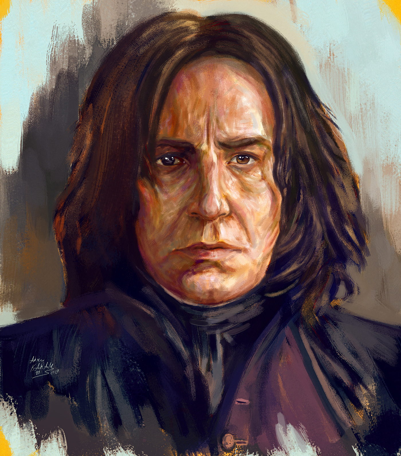 Cinema Digital Art  digitalart Drawing  harry potter ILLUSTRATION  movie painting   portrait Severus Snape