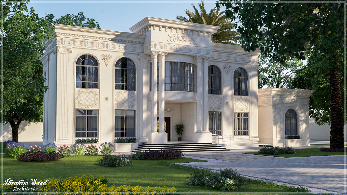 Classic Villa UAE abudhabi 3d villa classic facade design architecture