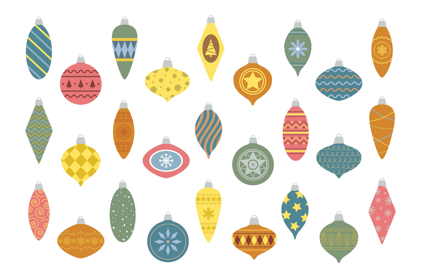vector ILLUSTRATION  adobe illustrator Christmas new year xmas decoration flat ornament baubles