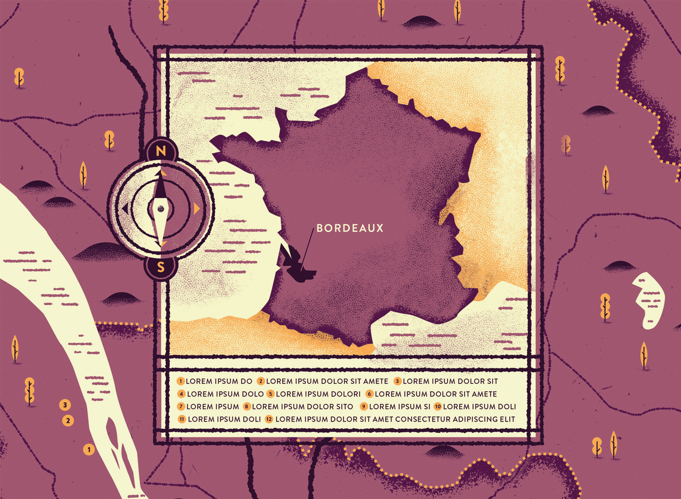 map ILLUSTRATION  spot illustration wine wine illustration france herb lester