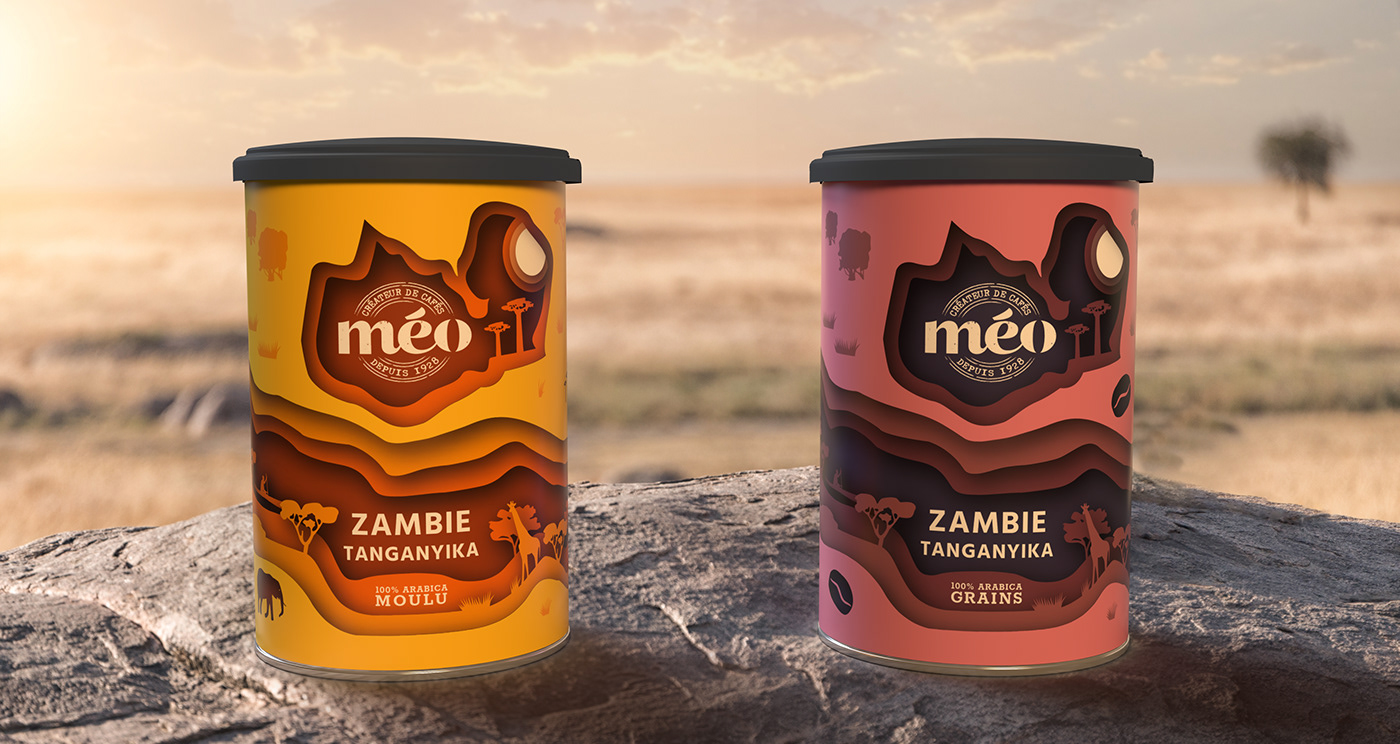 africa brand identity Coffee Food  identity ILLUSTRATION  Packaging packaging design paper cut zambie