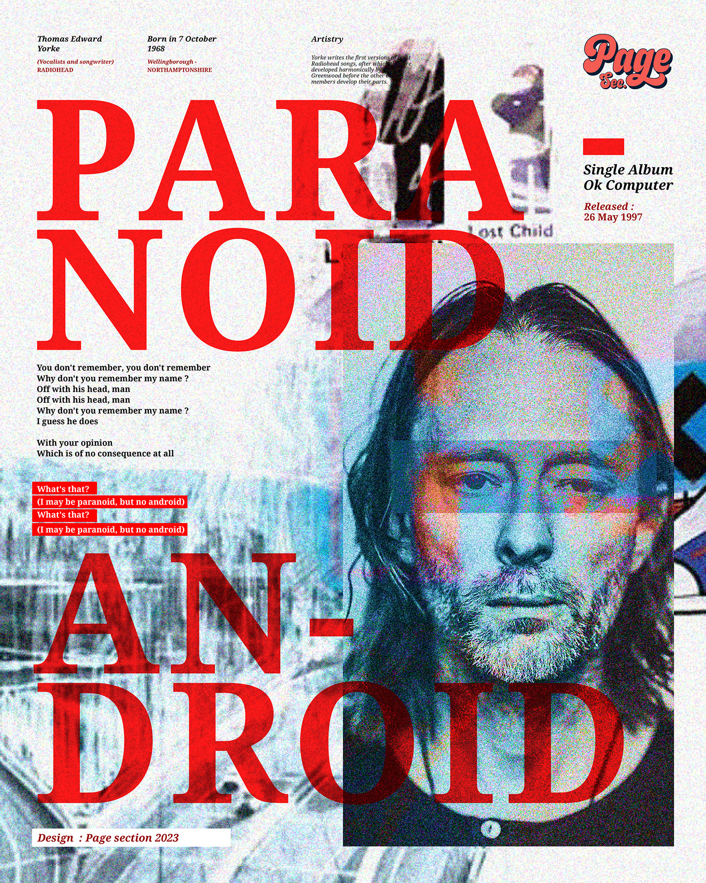 design graphic design  ok computer paranoid android Radiohead thom Yorke