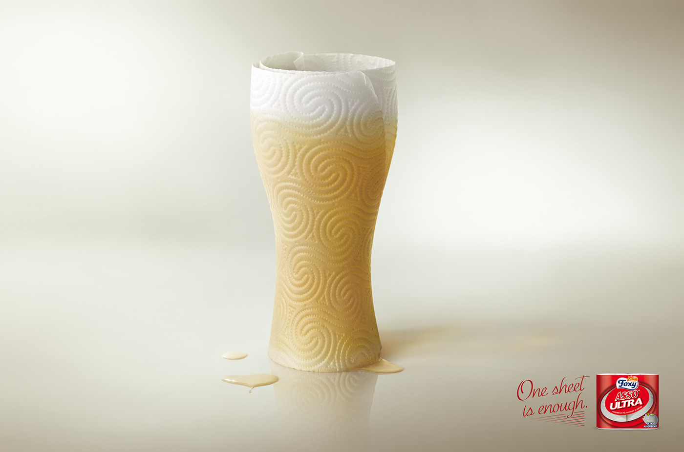 Foxy glass carioca carioca studio beer wine juice 3D CGI paper towel absorbent ferdinando galletti davide pasquale Cannes