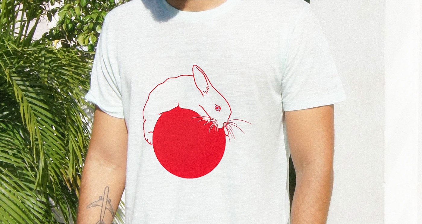 Singer design bunny textures shirt red
