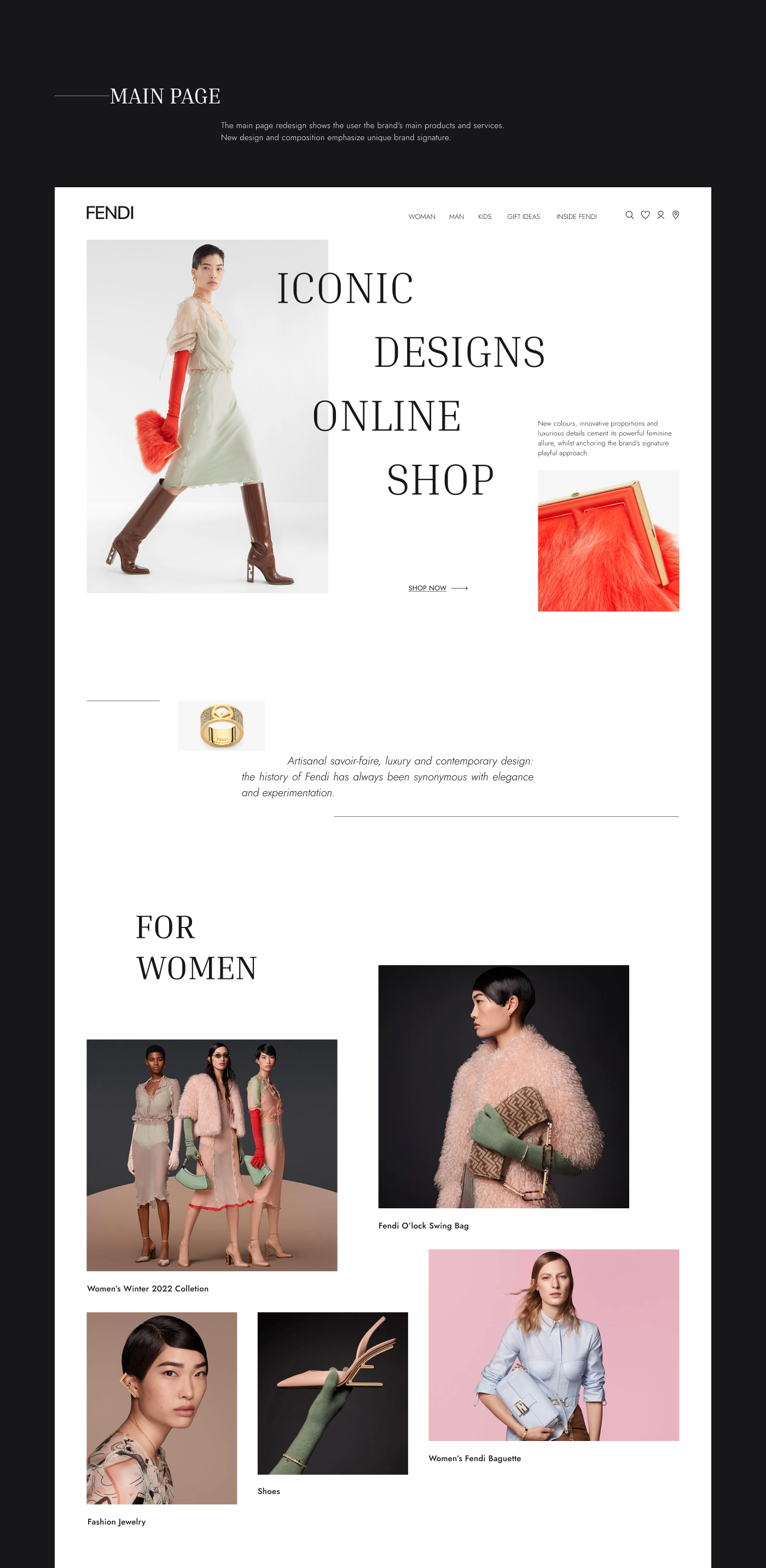 concept Fashion  fendi Figma online store redesign ui design ux ux/ui Website