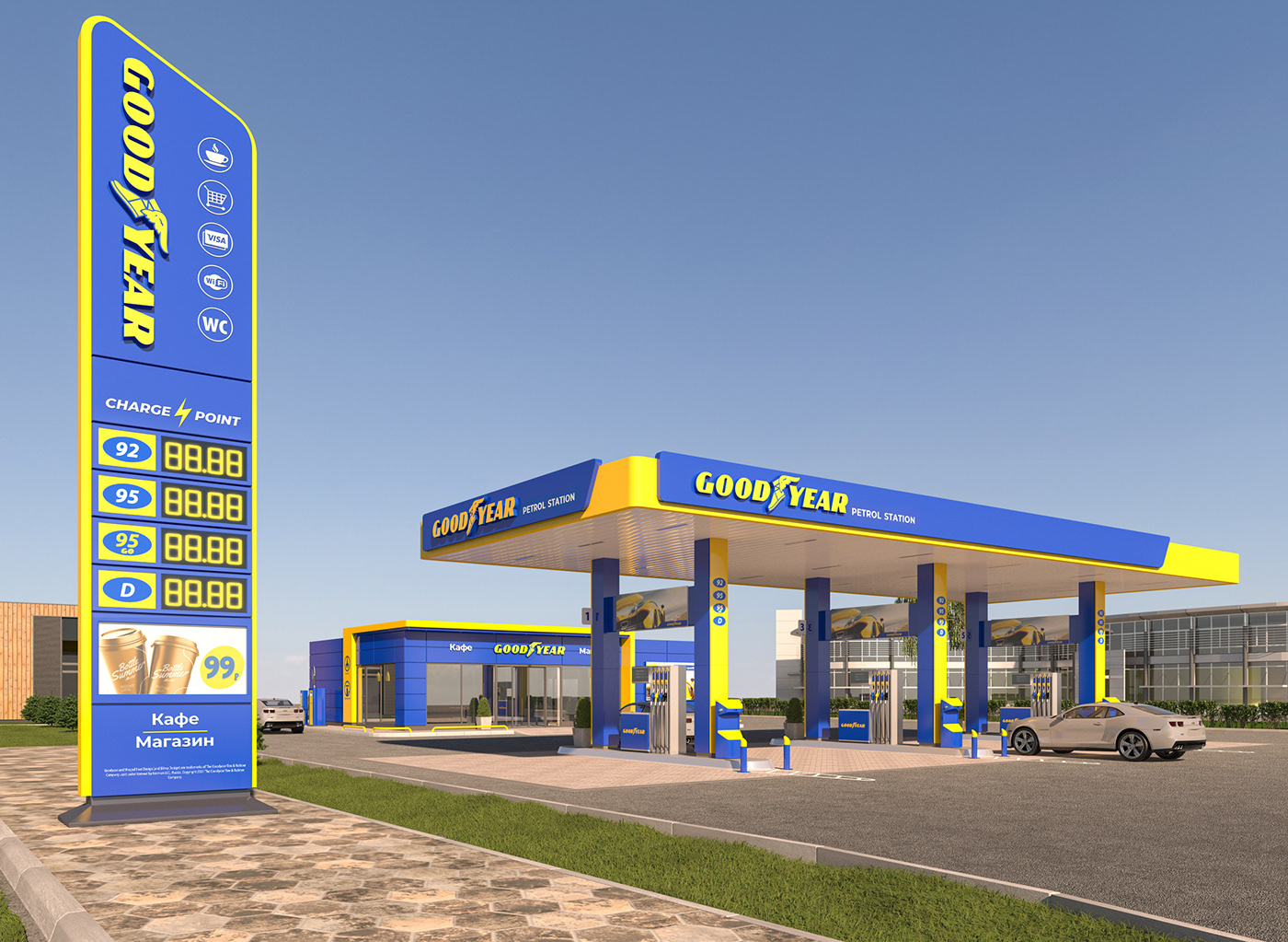 Дизайн АЗС gas station posto de gasolina petrol station Goodyear АЗС заправка