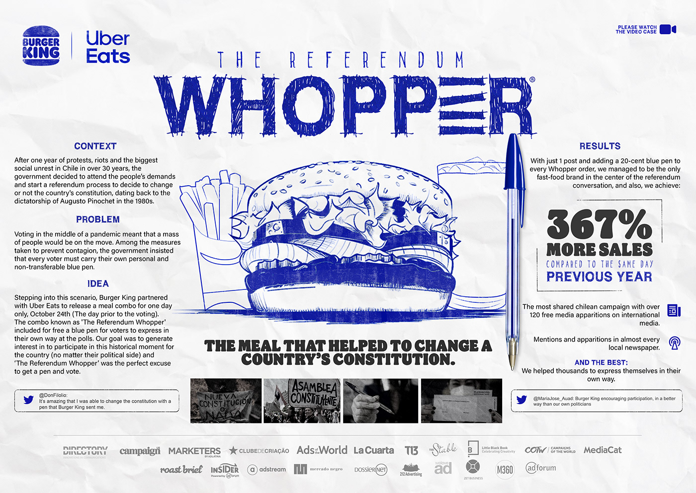 ACHAP Burger King campaign chile referendum whopper AD STARs plebiscito Politica Creativity