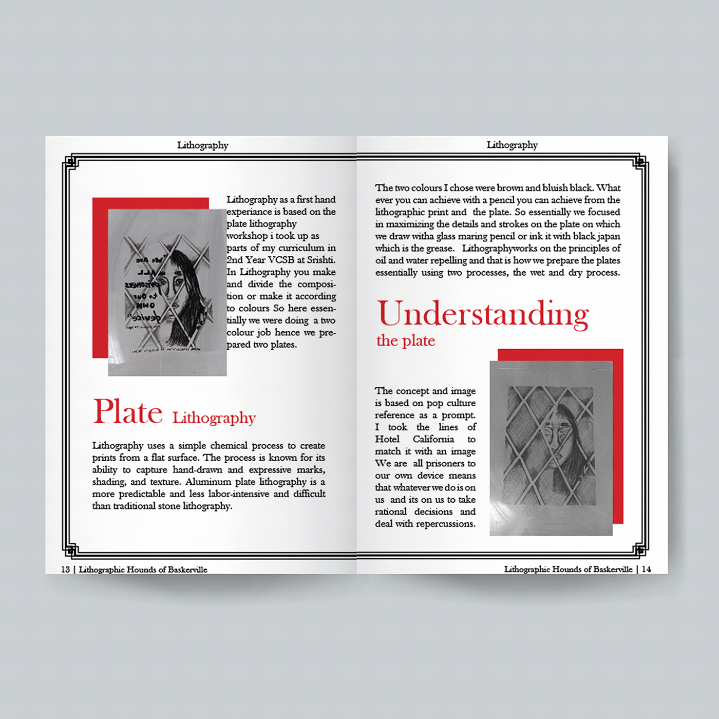 Baskerville Booklet ink Layout lithography print printmaking publication publication design