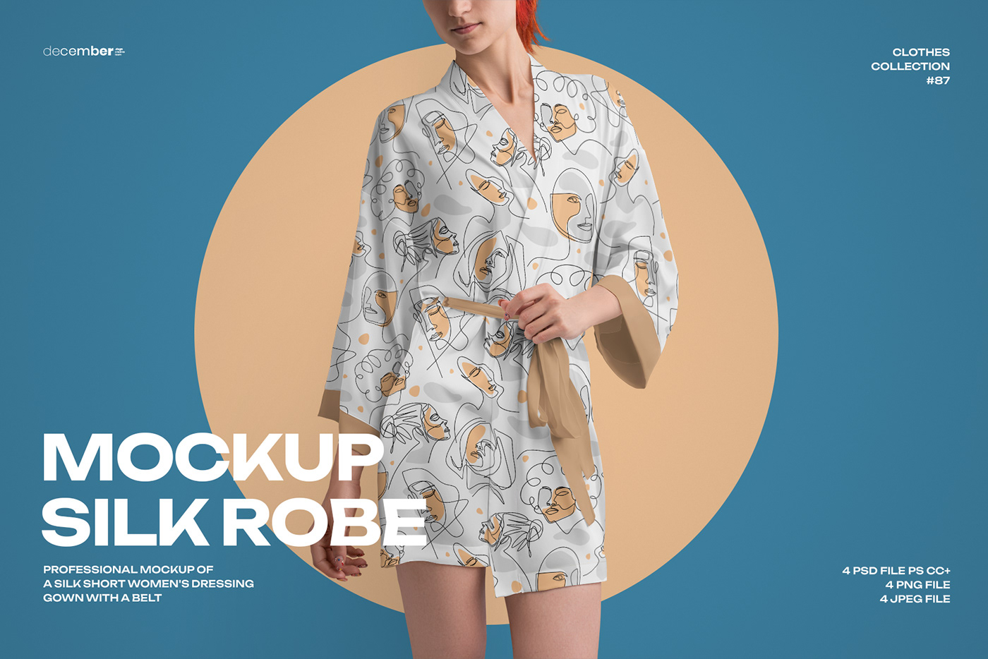 Mockup SILK apparel cloth dressing underwear December gown robe silk robe