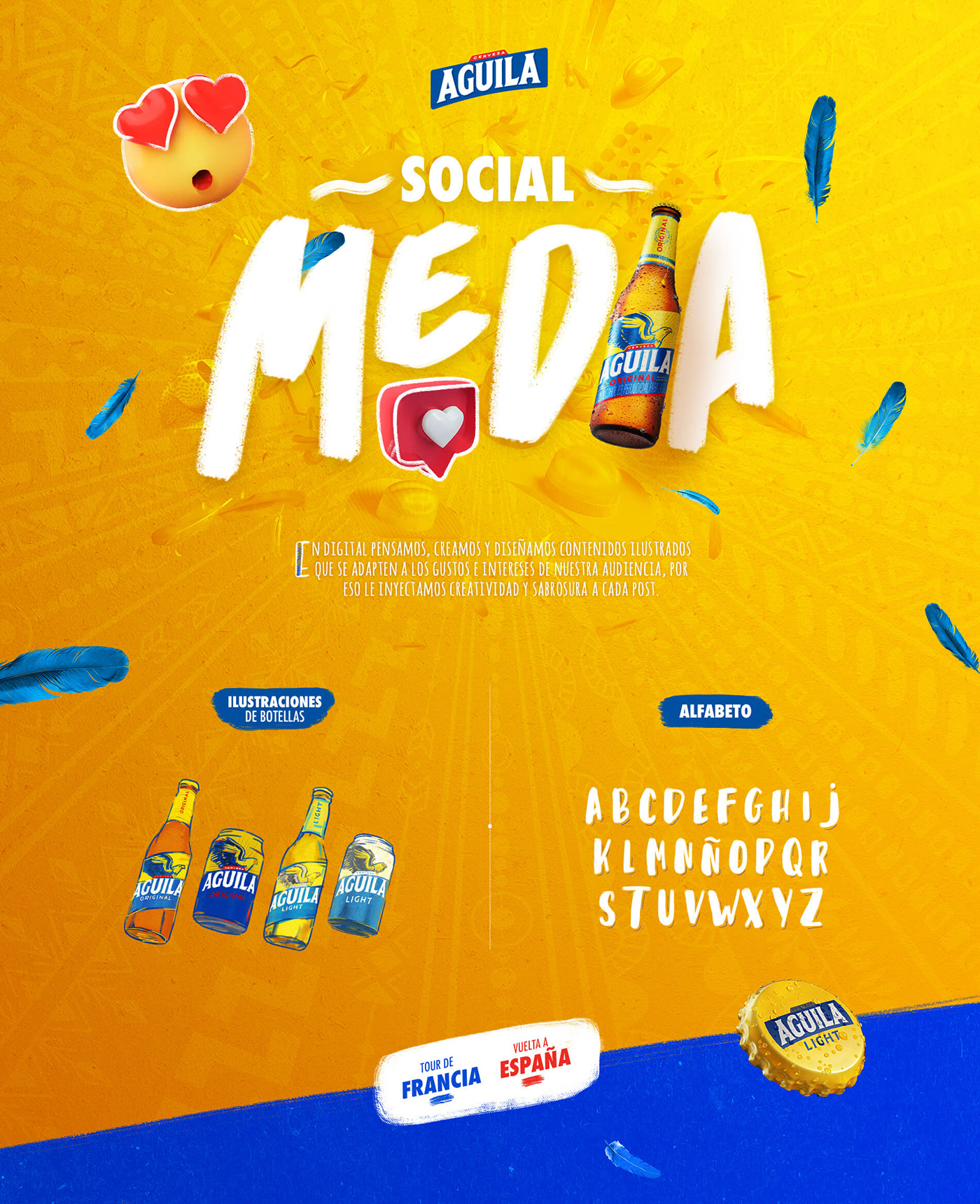 ilustration social media dirección de arte graphic design  media Cerveza Aguila instagram facebook
