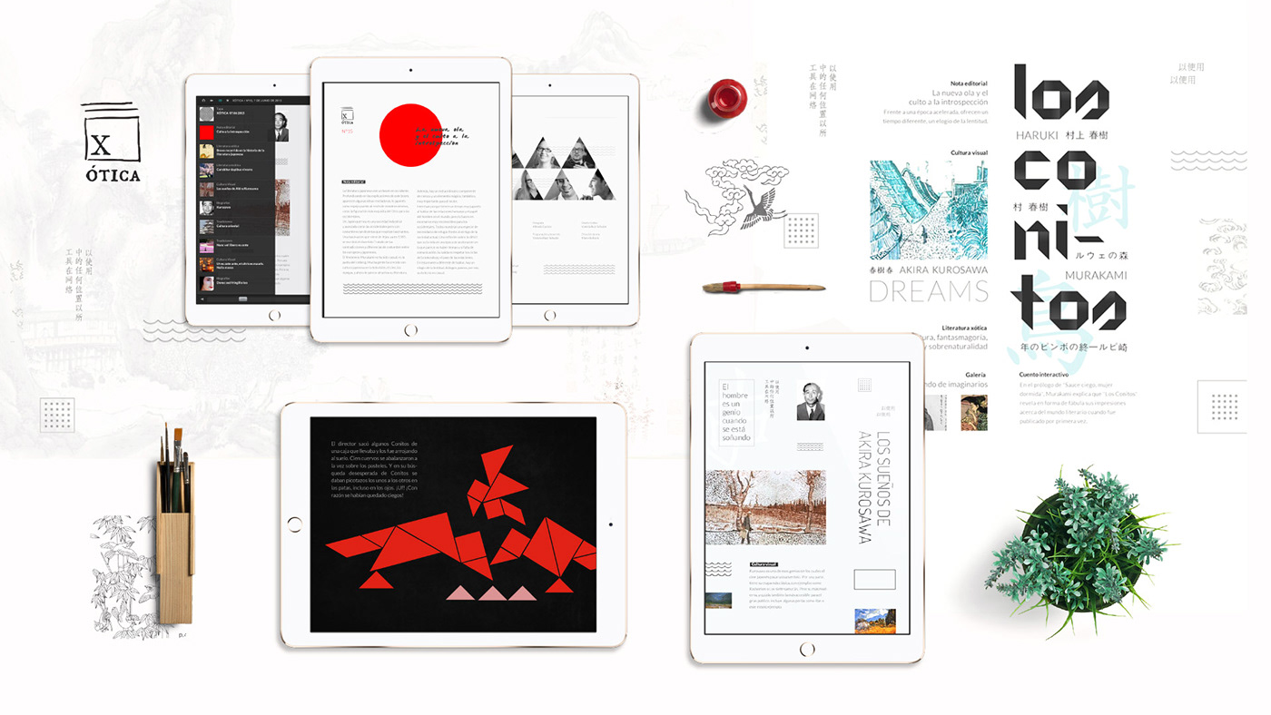 magazine iPad tablet UI ux app Murakami interactive story