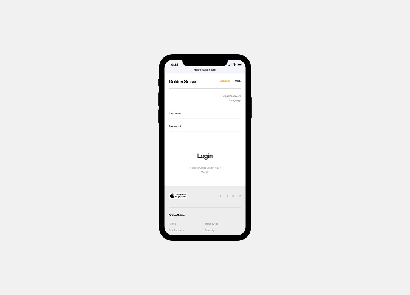 desktop mobile app minimal fullscreen gold black White UI ux