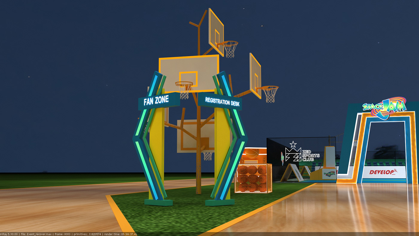 basketball Event Advertising  zed design art 3D 3ds max corona zed sports club