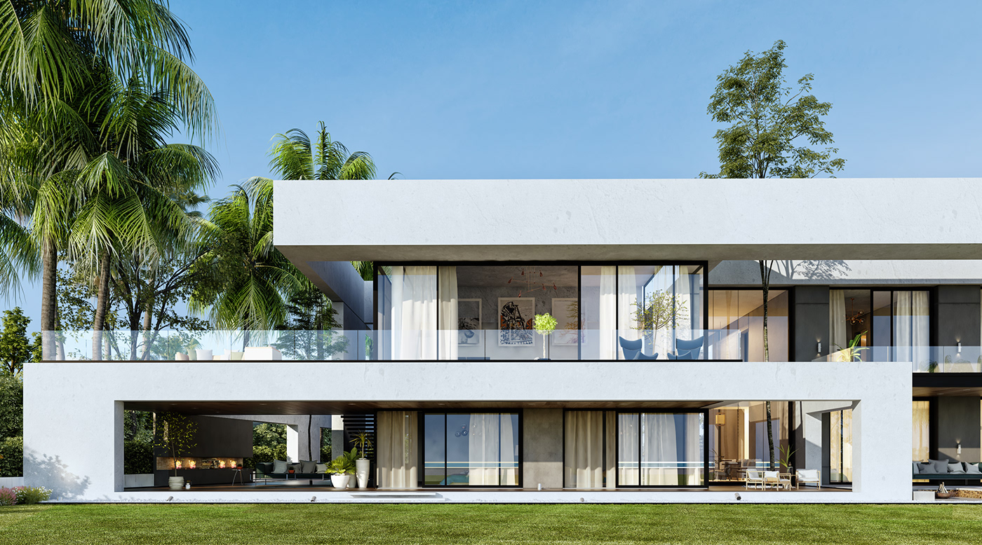 architecture rendering visualization 3D Rendering residential design postproduction Villa modern