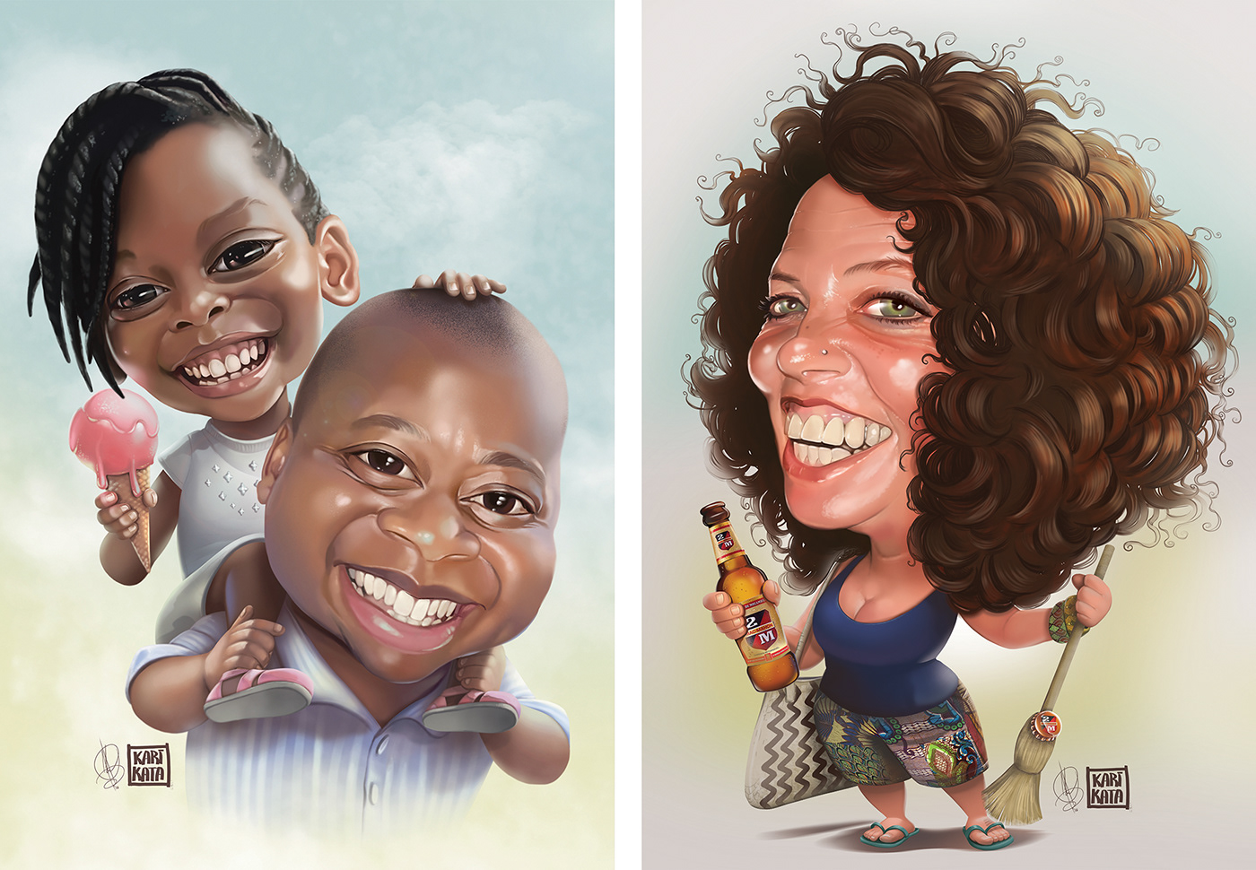 Digital Art  ILLUSTRATION  caricatures mozambique family