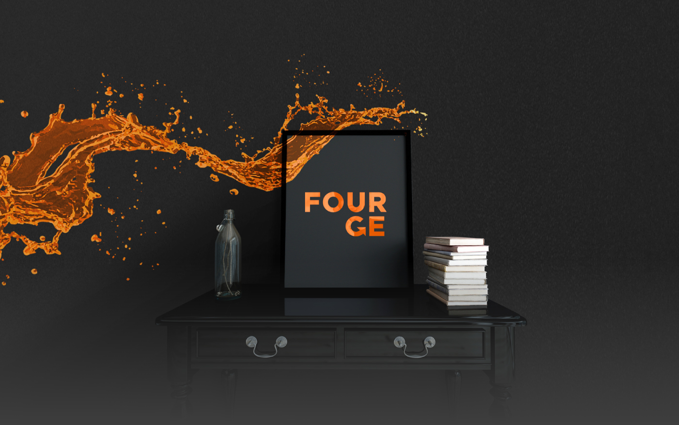 rebranding redesenho liquido Liquid Fluido fluid strong elegante elegant laranja orange gray dark brand logo