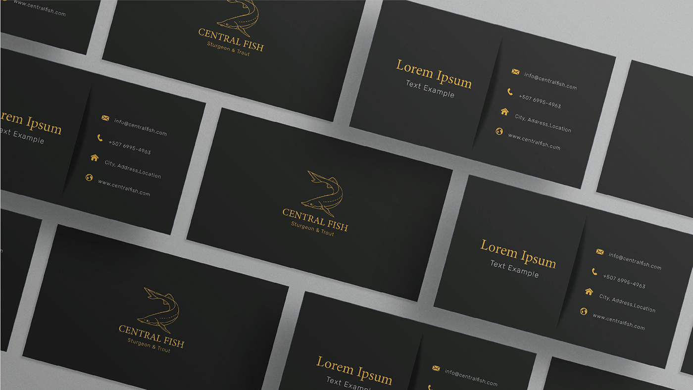 Simple and luxury business card for a brand of black caviar.