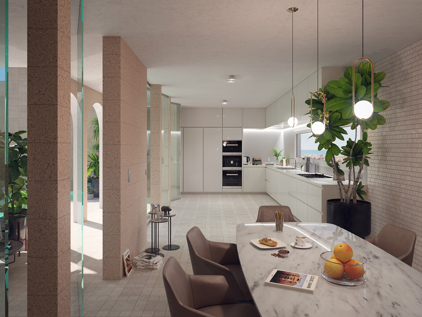 3D home house HOUSE DESIGN interior design  Pool Private Tropical vaporwave visualization
