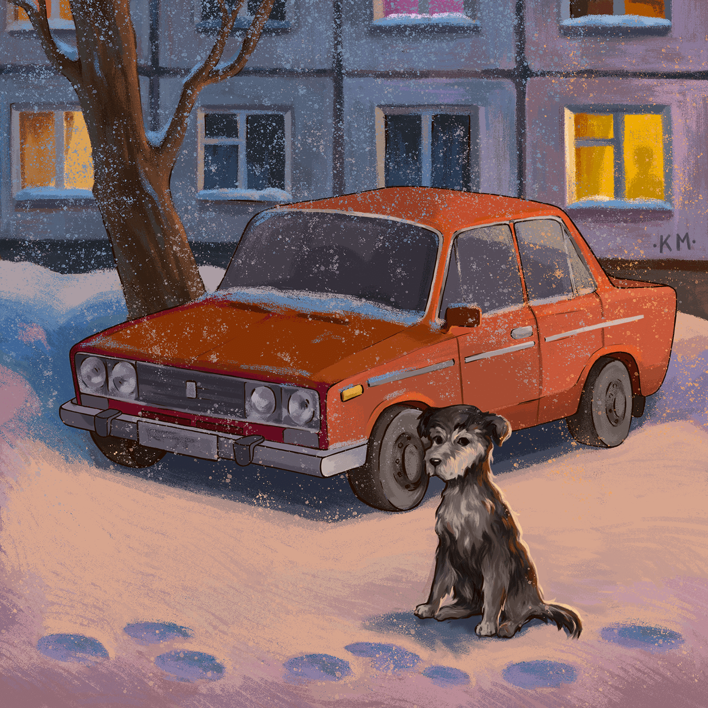 зима иллюстрация СССР Soviet Russia Россия ussr