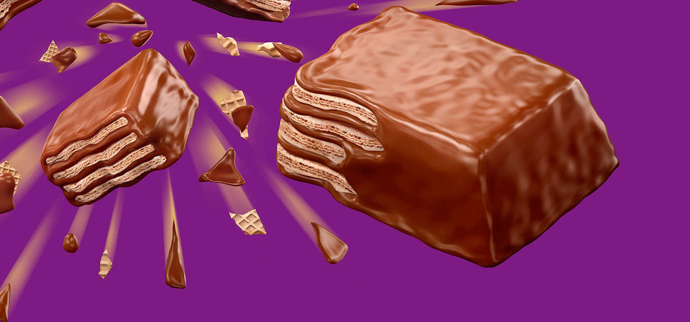 nestle munch chocolate CG 3D Fulids delicious tasty retouch
