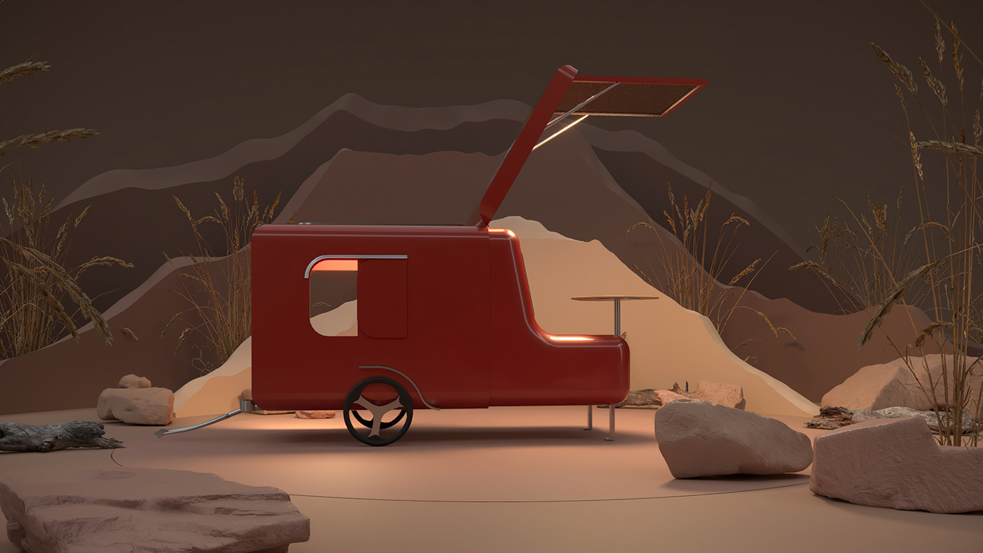 3D animation  Bicycle motion graphics  nomadic trailer