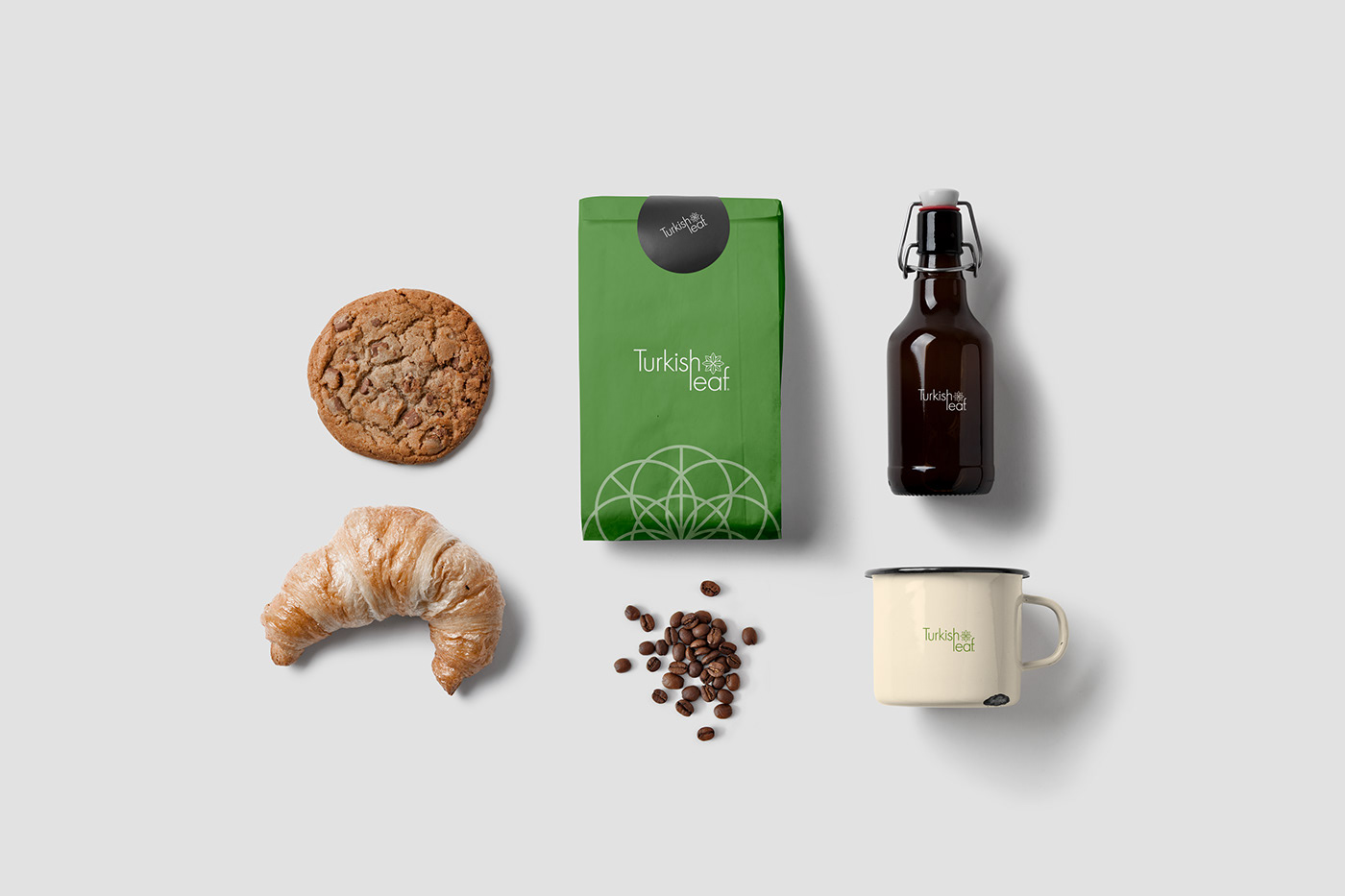 branding  graphic design  design logo leaf tukey Kuwait green Coffee tea