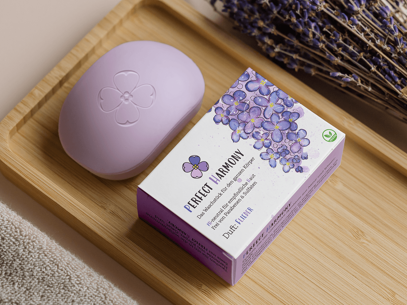 packaging design aquarell soap ILLUSTRATION  lilac scent Flowers purple BODYCARE rose