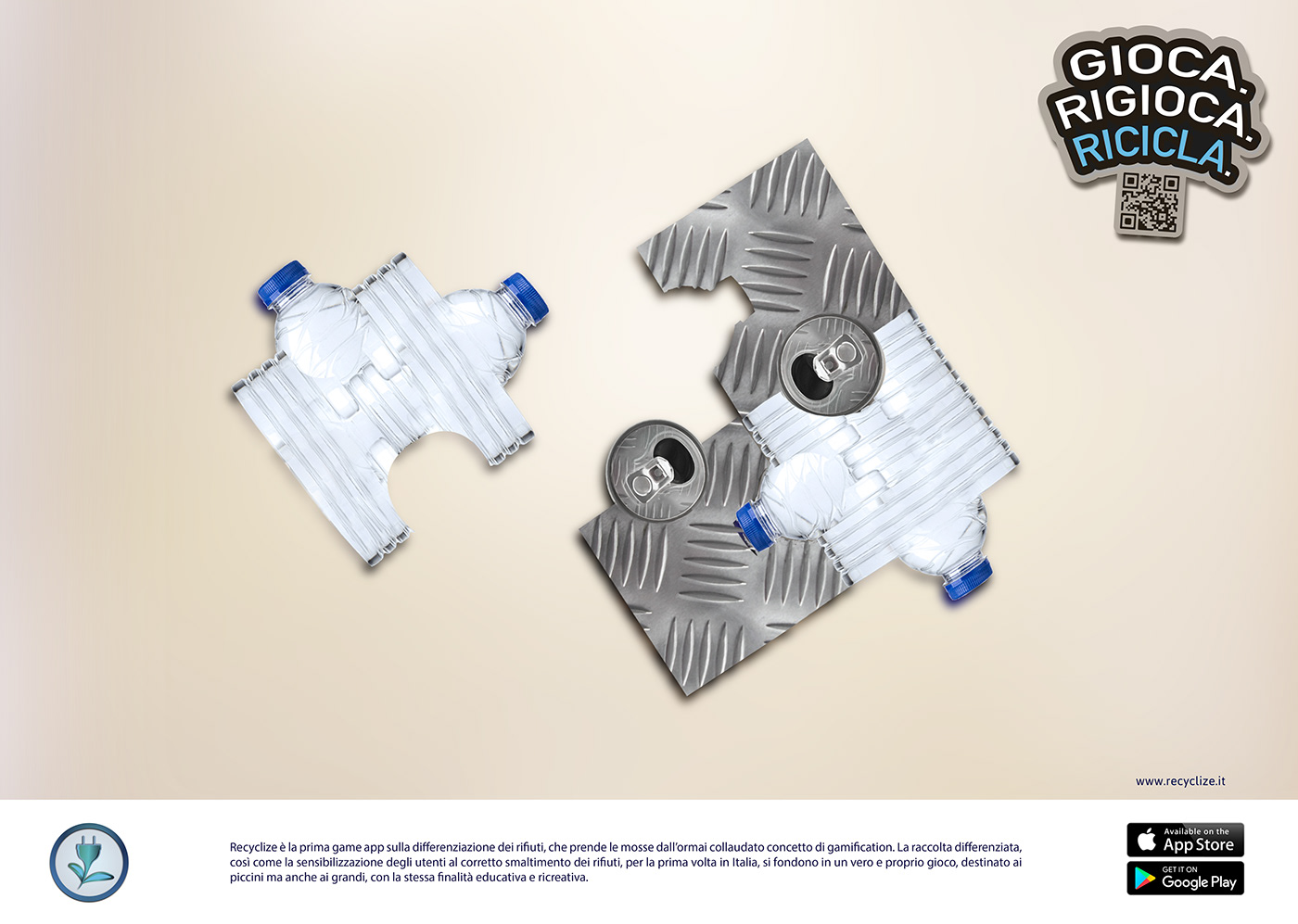 recycle ads magazine plastic joypad puzzle eco-friendly app game gamefication