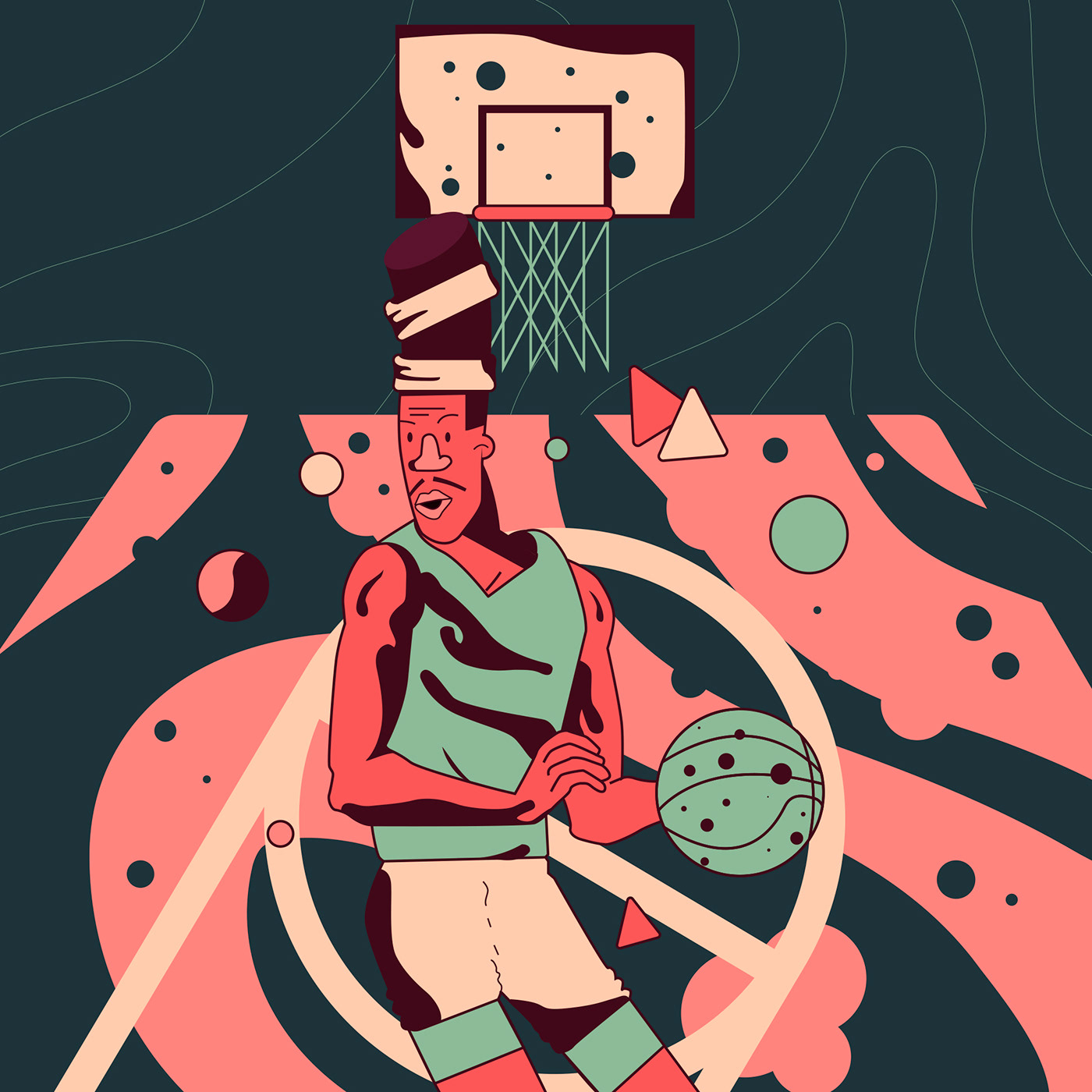 basketball ILLUSTRATION  flat design graphic NBA colors graphicdesign Illustrator barcelona