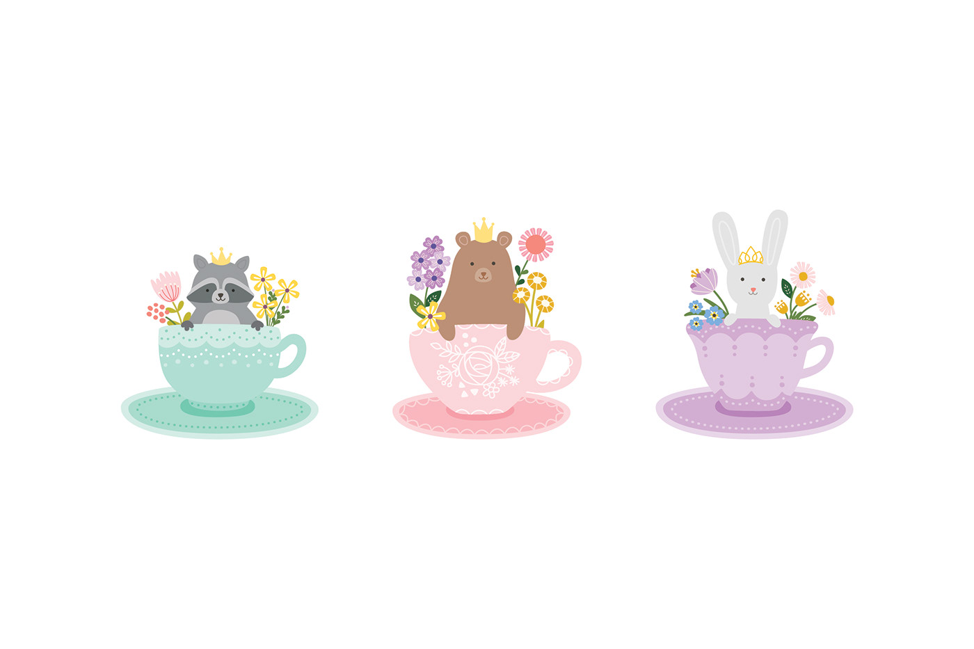 Birthday crafting cute cute animals girl ILLUSTRATION  scrapbooking spring tea party