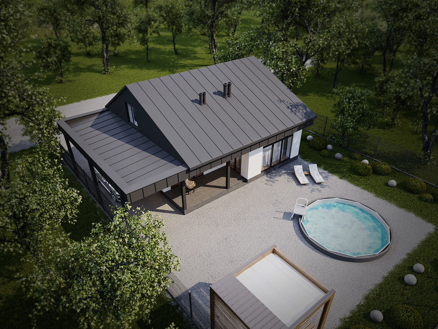 3D architecture Cottage design Holiday home house Lviv roof ukraine
