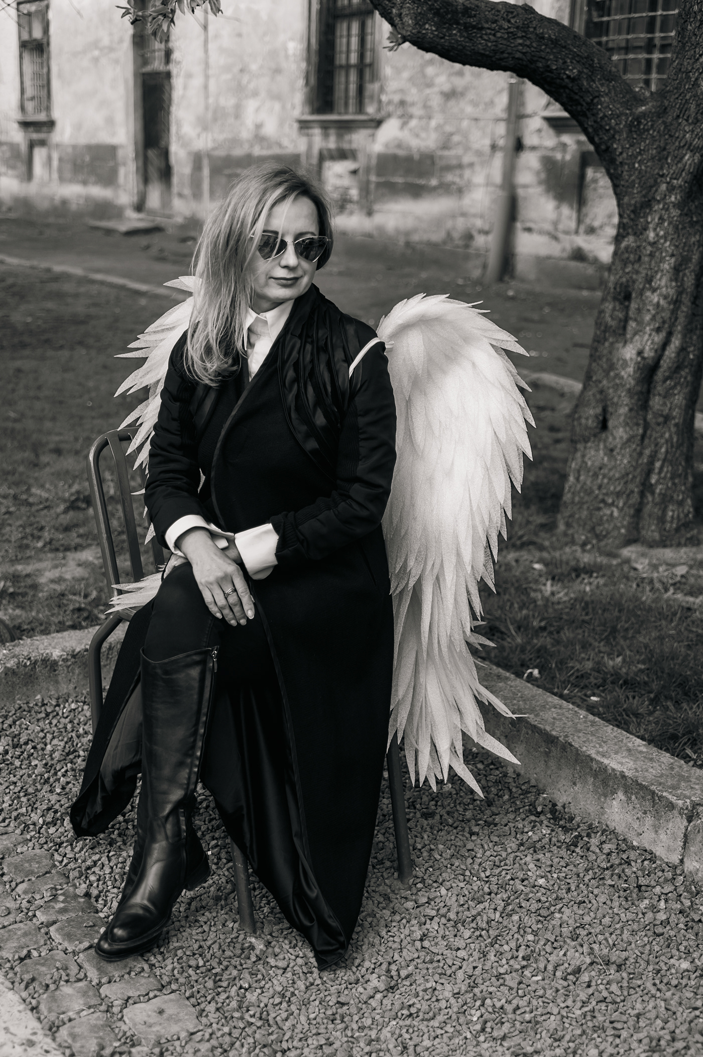 wings angel art portrait monochrome black and white Nikon fantasia Lviv Wings of desire
