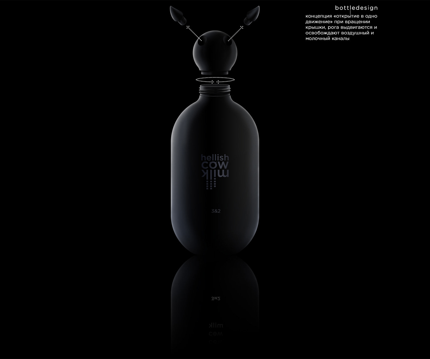 3D branding  packagingmilk packagedesign milk hell creative black white almaty concept
